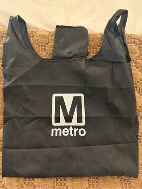 Metro Black Tote Bag with White Logo